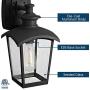 Home Luminaire 31703 Spence 1-Light Outdoor Wall Lantern with Seeded Glass and Built-in GFCI Outlets, Black