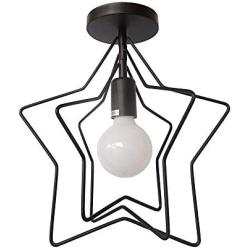 Rotating Black Geometric Ceiling Lamp, Modern Flush Mount Ceiling Light Fixture, Adjustable Star Lamp for Kids Room Porch Hallways Farmhouse Garage, Black