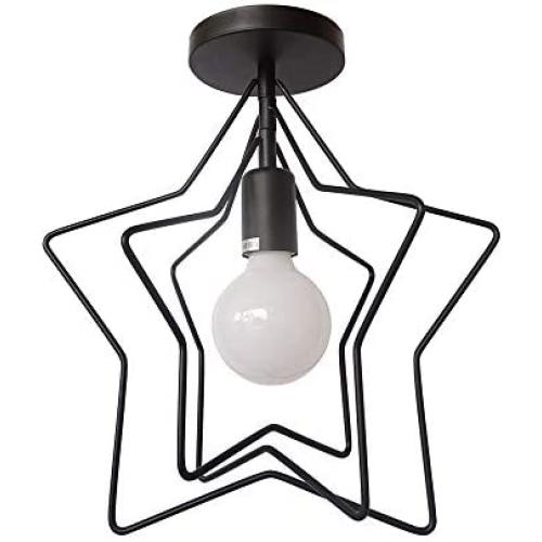 Rotating Black Geometric Ceiling Lamp, Modern Flush Mount Ceiling Light Fixture, Adjustable Star Lamp for Kids Room Porch Hallways Farmhouse Garage, Black