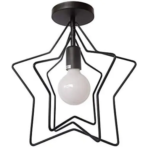 Rotating Black Geometric Ceiling Lamp, Modern Flush Mount Ceiling Light Fixture, Adjustable Star Lamp for Kids Room Porch Hallways Farmhouse Garage, Black