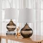 Maxax Table Lamps Set of 2 Glass Beside Nightstand Lamps for Bedroom, Living Room,Gray Finish