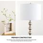 CO-Z Modern Floor Lamp with White Drum Shade, Contemporary Tall Lamp with Silver Steel Balls Stacked, Standing Lamp in Nickel Finish for Living Room, Bedroom, Office