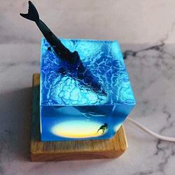 Shark Night Light,Cube Shark Diver Night Lamp Novelty Gift for Children for Living Rooms and Bedrooms Decor