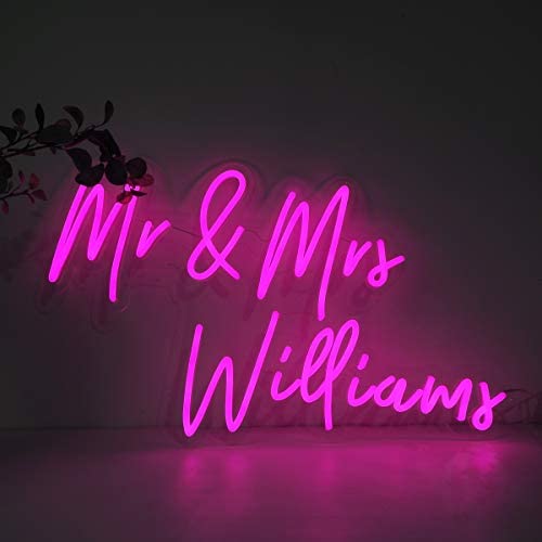 LC Custom Neon Signs Personalized Led Neon Light Dimmable Wall Sign Handmade Led Words Sign for Wall Art, Bedroom, Wedding Party, Holiday Decoration, Birthday Gift Giving (18.5''x11.8'' Cut Along Shape)