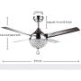 Modern Crystal Ceiling Fan with Light, Remote Control LED 3 Colors Change Chandelier Ceiling Fans Lamp Decorative for Living Room/Dining Room/Bedroom, 44 Inch(Silver)