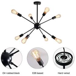 XIPUDA 8-Light Sputnik Chandelier Lighting Modern Sputnik Light Fixture Oil Black Mid Century Ceiling Chandeliers Industrial Sputnik Light for Bedroon Dinning Room and Office