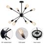 XIPUDA 8-Light Sputnik Chandelier Lighting Modern Sputnik Light Fixture Oil Black Mid Century Ceiling Chandeliers Industrial Sputnik Light for Bedroon Dinning Room and Office