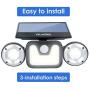 Solar Security Lights，Wellwerks 3 Head Motion Sensor Lights 83 LED Flood Lights Outdoor with 360° Rotatable IP65 Waterproof for Front Door Yard Garden Garagey, 2 Pack