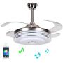 Drum Ceiling Fan, 42 Inch Bluetooth Ceiling Fans with Lights Remote Control, Retractable Chandelier Fan Lighting with Music Speaker Colorful Fixture for Living Room Dining Room Light Fixture with Fan