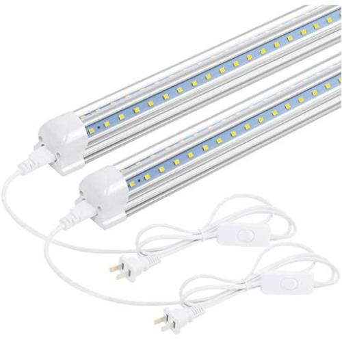 T8 LED Light Fixture -2FT 1680lm 14W Under Cabinet Lighting, 3000k Warm White Light, Ceiling and Utility Shop Light, Corded Electric with Built-in ON/Off Switch (Pack of 2)