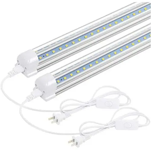 T8 LED Light Tube - 2FT, 14W, 1680lm, 4000K(Daylight Glow), Linkable Integrated Single Fixture, Clear Cover, V Shape, Utility Shop Light, Ceiling and Under Cabinet Light, Corded Electric (2 Pack)