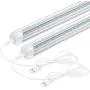 T8 LED Light Tube - 2FT, 14W, 1680lm, 4000K(Daylight Glow), Linkable Integrated Single Fixture, Clear Cover, V Shape, Utility Shop Light, Ceiling and Under Cabinet Light, Corded Electric (2 Pack)