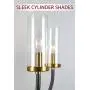 Kira Home Berlyn 22'' 5-Light Modern Chandelier + Clear Cylinder Glass Shades, Chain-Hung with Adjustable Height, Warm Brass Accents + Black Finish