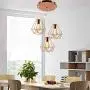 Fengqing-Chandeliers Cage Pendant Light Dining Table Lamp 3-Lights Pendant Lamp Modern Rose Gold Metal Diamond Lampshade Design Hanging Lamp Decoration Lamp for Bedroom Kitchen Restaurant Living Room