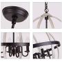 Q&S Rustic Farmhouse Light Fixture, Industrial Metal Pendant Light, ORB and Oak White Vintage Chandelier, 4 Lights Round Chandelier Fixture for Kitchen Island Dining Room,E12 D16.85 ''H 67.37 ''