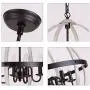 Q&S Rustic Farmhouse Light Fixture, Industrial Metal Pendant Light, ORB and Oak White Vintage Chandelier, 4 Lights Round Chandelier Fixture for Kitchen Island Dining Room,E12 D16.85 ''H 67.37 ''
