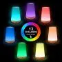 Table Lamp Touch Night Light - Portable Sensor Remote Control Bedside Lamps with Quick Rechargeable USB Dimmable Warm White Light 13 Colors RGB Table Lamp for Bedroom Living Room Office (White)