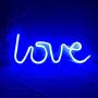 Ninboca Blue Love Neon Sign for Wall Decor Bedroom Art Decor Home Lighting, Child Kids Baby Creative Love Letter Evening Night Light,Blue Neon Lights Sign Battery and USB Cable Operated Power