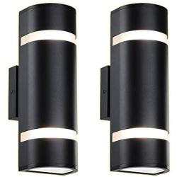 XiNBEi-Lighting Outdoor Wall Light, Modern Wall Sconce Black Water Proof D Shaped Wall Mount Light Suitable for Garden & Patio 2 Pack XB-W1112-2BK