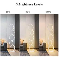 LED Floor Lamp Modern Ring Style for Bedroom Living Room Kids Room Study Room Standing 39 Inches Tall, 3 Brightness Levels Dimable with Touch Switch 1600 Lumens 3000K Warm White 24W Class A Energy