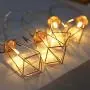 Twinkle Star 10 LED 6.6 ft Diamond String Lights Battery Operated, Geometric String Lights Warm White, Rose Gold Metal Lamps Decor for Indoor Wedding Party Bedroom Christmas