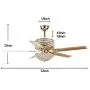 Chandelier Crystal Ceiling Fan Light with Remote Control, 2-Layer 52-Inch 5 Wood Blade Leaves Adjustable Light and Speed Fandaliers Ceiling Fan Light for Living Room/Bedroom, Gold