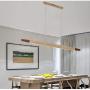 LED Pendant Light 20W Dimmable Chandelier Fixture Modern Wooden Hanging Lamp Minimalist Strip Solid Wood Dining Table Light Living Room Restaurant Bedroom Ceiling Lighting Ø47″ (With Remote Control)