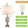 Resin Table Lamps Set of 2 with Beige Shade, 25'' Antique Brass Traditional Table Lamps, Vintage Bedside Nightstand Lamps for for Bedroom, Living Room, Office, 2-Pack (Gold)