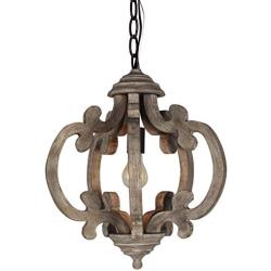 DOCHEER 10135 Rustic Wooden Chandelier Farmhouse 1-Light Wood Metal Chandeliers Retro Iron Ceiling Pendant Hanging Lamp Lighting Fixture for Dining Room, Bedroom, Living Room Lights