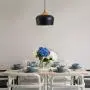 CHYING Modern Wood Pattern Dome Pendant Light, Lantern Simple Lighting with E26 40W Bulb Black Metal Shade Industrial Ceiling Light Fixture for Kitchen Island Dining Room Barn Living Room