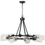 TULUCE 10-Light Pendant Lighting, Round Chandeliers Lighting Black with Glass Shades Fixture Vintage Farmhouse Adjustable Hanging Lamp for Dining Rooms Bedrooms Living Room Kitchen Island