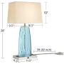 USB Table Lamp Set of 2, LMS 28'' Bedside Table Lamps with USB Charging Ports, Blue Glass Nightstand Lamp with White Fabric Shade, Table Lamps for Bedroom Living Room, LMS-070