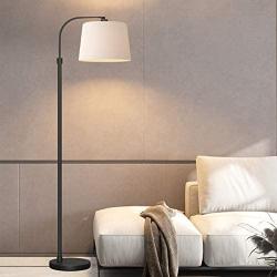 Oneach Modern Floor Lamp for Living Rooms LED Contemporary Arc Standing Lamps for Bedrooms Accent Tall Pole Light for Reading with Hanging Lamp Shade Black