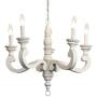 PAFEE Farmhouse Wooden Chandelier 5 Lights Hanging Fixtures Anticorrosive Arms for Dining, Bedroom, Living Room, 20”H x 24.5”L, White