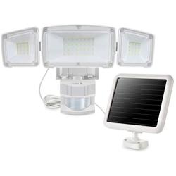 Solar Motion Sensor Security Light, Outdoor Flood Light, 1500LM 5000K, IP65 Waterproof, 3 Adjustable Heads Light with 2 Modes Automatic and Permanent on, for Backyards, Patios, Garages, Entryways