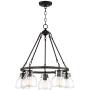 Bellis Bronze Wagon Wheel Pendant Chandelier 25'' Wide Modern Industrial Clear Glass 5-Light Fixture for Dining Room House Foyer Kitchen Island Entryway Bedroom Living Room - Possini Euro Design