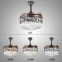 Sky Demons 42’’ Modern Crystal Fandelier LED Chandelier with Remote Invisible Retractable Blades Ceiling Fans Light 3 color Temperature Fan Light Fixture for Dining Room,Living Room,Kitchen