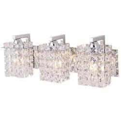 Wall Sconce with Crystal Drops,Polished Chrome Finish,Femony 3-Light Wall Light Fixtures for Living Room Bedroom,Hallway and Bathroom