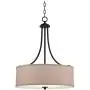 La Pointe Oil Rubbed Bronze Drum Pendant Chandelier 19 1/2'' Wide Oatmeal Linen Shade Fixture for Dining Room House Foyer Kitchen Island Entryway Bedroom Living Room - Franklin Iron Works