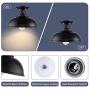 Eyassi Farmhouse Black Ceiling Lighting Fixture, Metal Semi Flush Mount Close to Ceiling lamp Industrial Hanging Light for Living Room Kitchen Island Bedroom Hallway Entryway Closet Office Laundry