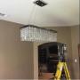 7PM W40'' x D10'' Modern Rain Drop Rectangle Clear K9 Crystal Chandelier Pendant Lamp Lighting Fixture 8 Lights for Dining Living Bedroom Room (Chrome Frame)