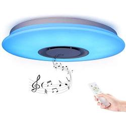 19.7-inch Premium Ceiling Light with Bluetooth Speaker 36W, Dimmable 95-265V Modern Smart Home Party Light, Control The Light Colors, Brightness and Music via Your Phone APP (Remote Includes)