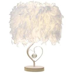 Table Lamp, LEDMOMO Bedside Reading Room Sitting Heart Shape Feather Lampshade Crystal Light Desk Lamp