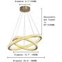 NOXARTE Modern Circular Chandelier Gold 2 Rings LED Pendant Light Acrylic Light Fixture for Dining Room Living Room Bedroom