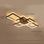 LED Modern Ceiling Light Flush Mount Square Living Room Lamp Dimmable with Remote Control Acrylic-Shade Chandelier Pendant Lighting for Dining Room Bedroom Bathroom Kitchen Fixture (Black)