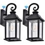 Manble Dusk to Dawn Sensor Outdoor Wall Lantern Exterior Wall Sconce Lights Fixture Waterproof Anti-Rust Matte Black Porch Wall Mount Light with Glass Shade for Porch 2 Pack (Bulb Not Included)