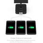 COZOO USB Bedside Table & Desk Lamp with 3 USB Charging Ports and 2 Outlets Power Strip,Black Charger Base with Black Fabric Shade, LED Light for Bedroom/Nightstand/Living Room (Black-Large)