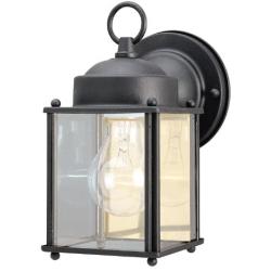 Westinghouse Lighting 6697200 One-Light Exterior Wall Lantern, Textured Black Finish on Steel with Clear Glass Panels, 1 Pack