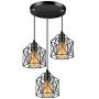 Industrial Pendant Lighting Licperron E26 Base Edison Metal Caged Vintage Hanging Pendant 3-Lights Rustic Pendant Light Fixture for Kitchen Dining Room Bar Hotel
