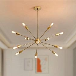 AIGU 12-Lights Chandelier Gold Light Fixture Ceiling Light Fixture Hanging Pendant Lighting Decor Modern Mid Century Brass Light for Living Dining Room Bedroom Kitchen